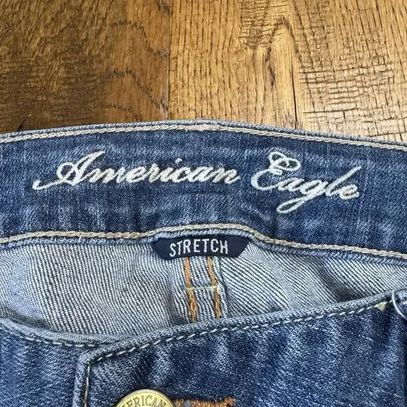 American Eagle Favorite Boyfriend Jeans Womens Sz 14 Y2K Low Rise Boot Cut - Picture 2 of 7